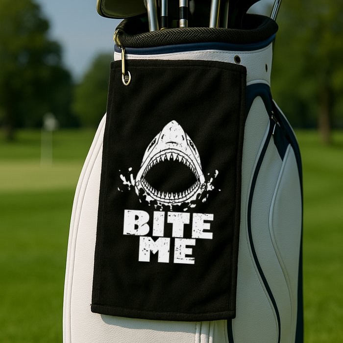 Vintage Shark Bite Me Shark Golf Towel