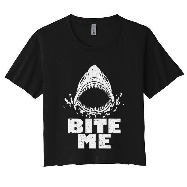 Vintage Shark Bite Me Shark Crop Top