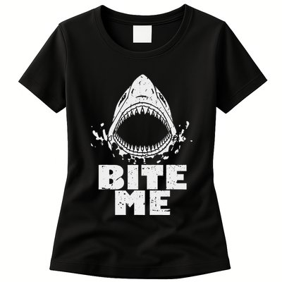 Vintage Shark Bite Me Shark Womens T-Shirt