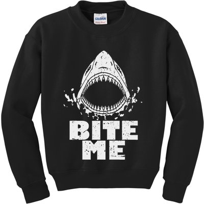 Vintage Shark Bite Me Shark Kids Sweatshirt