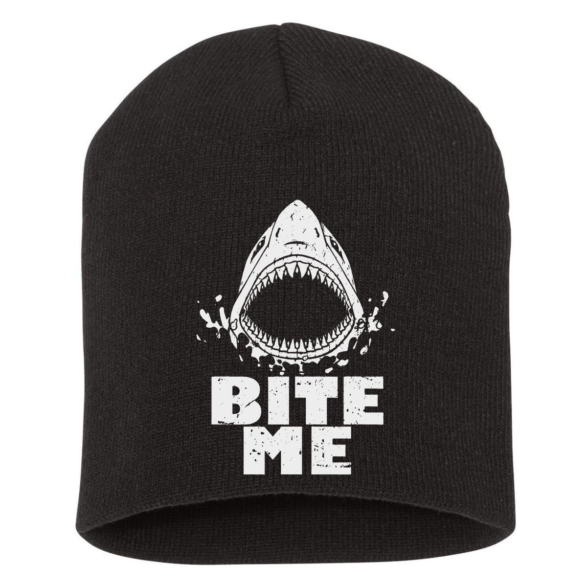 Vintage Shark Bite Me Shark Short Acrylic Beanie