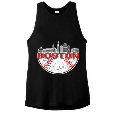 Vintage Style Boston Baseball Tee Ladies PosiCharge Tri-Blend Wicking Tank