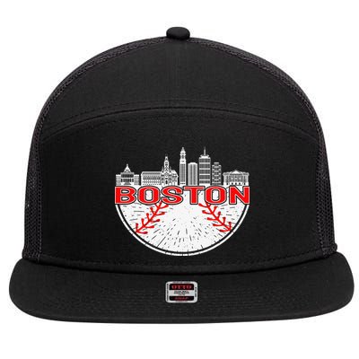 Vintage Style Boston Baseball Tee 7 Panel Mesh Trucker Snapback Hat