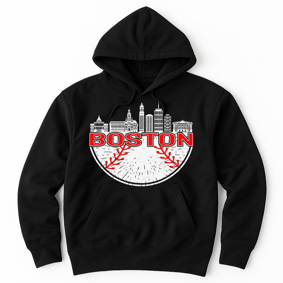 Vintage Style Boston Baseball Tee Hoodie