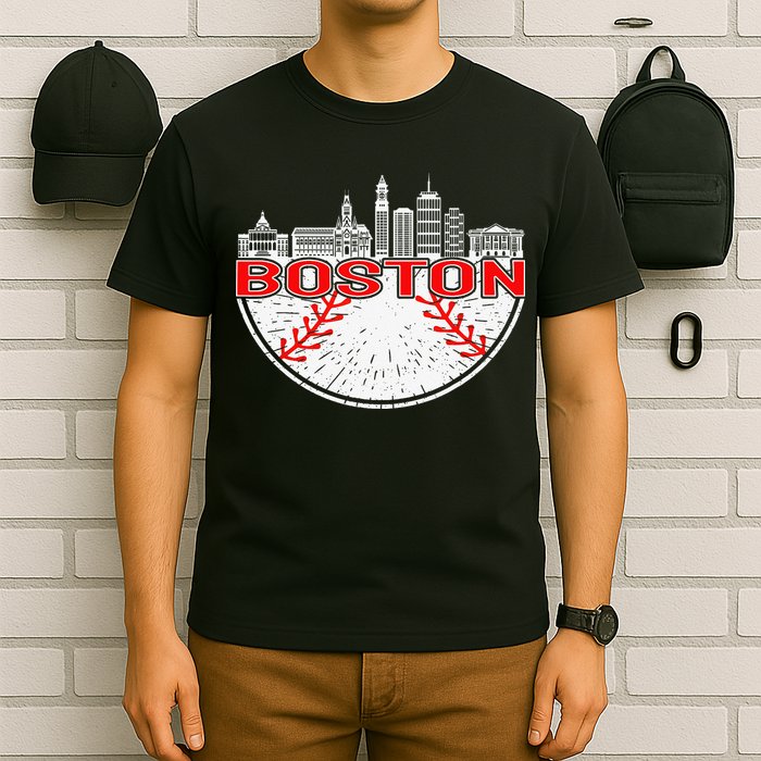 Vintage Style Boston Baseball Tee T-Shirt