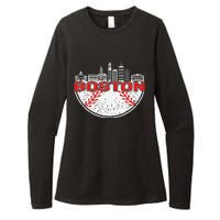 Vintage Style Boston Baseball Tee Womens CVC Long Sleeve Shirt