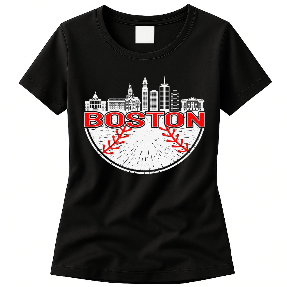 Vintage Style Boston Baseball Tee Womens T-Shirt