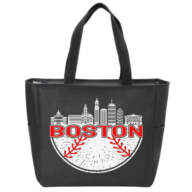 Vintage Style Boston Baseball Tee Zip Tote Bag