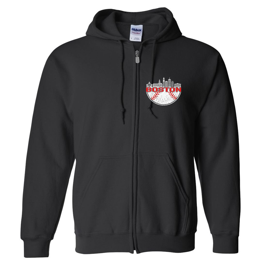 Vintage Style Boston Baseball Tee Full Zip Hoodie