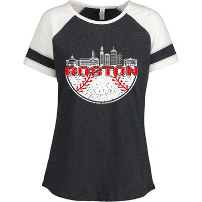 Vintage Style Boston Baseball Tee Enza Ladies Jersey Colorblock Tee