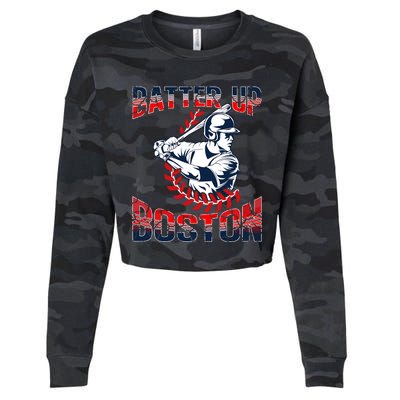 Vintage Style Batter Boston Baseball Cropped Pullover Crew