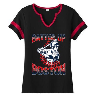 Vintage Style Batter Boston Baseball Ladies Halftime Notch Neck Tee