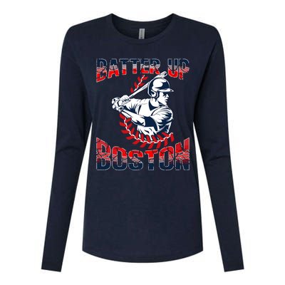 Vintage Style Batter Boston Baseball Womens Cotton Relaxed Long Sleeve T-Shirt