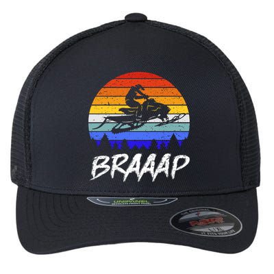 Vintage Snowmobile Braaap Motor Sled Braap Snowmobiling Cool Gift Flexfit Unipanel Trucker Cap