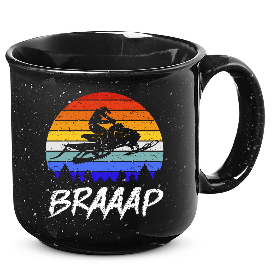 Vintage Snowmobile Braaap Motor Sled Braap Snowmobiling Cool Gift 15oz Campfire Ceramic Mug