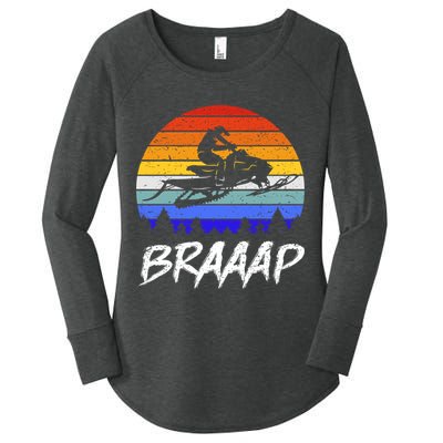 Vintage Snowmobile Braaap Motor Sled Braap Snowmobiling Cool Gift Women's Perfect Tri Tunic Long Sleeve Shirt