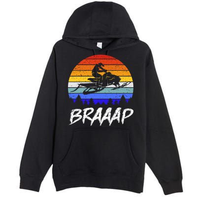 Vintage Snowmobile Braaap Motor Sled Braap Snowmobiling Cool Gift Premium Pullover Hoodie