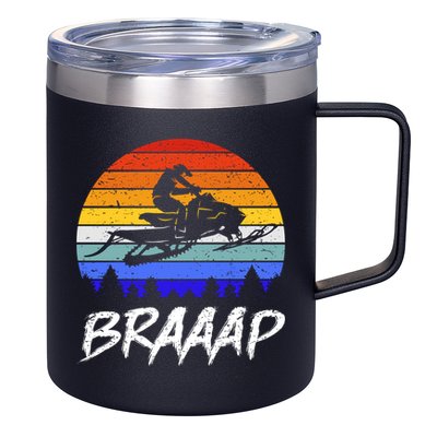 Vintage Snowmobile Braaap Motor Sled Braap Snowmobiling Cool Gift 12oz Stainless Steel Coffee Mug