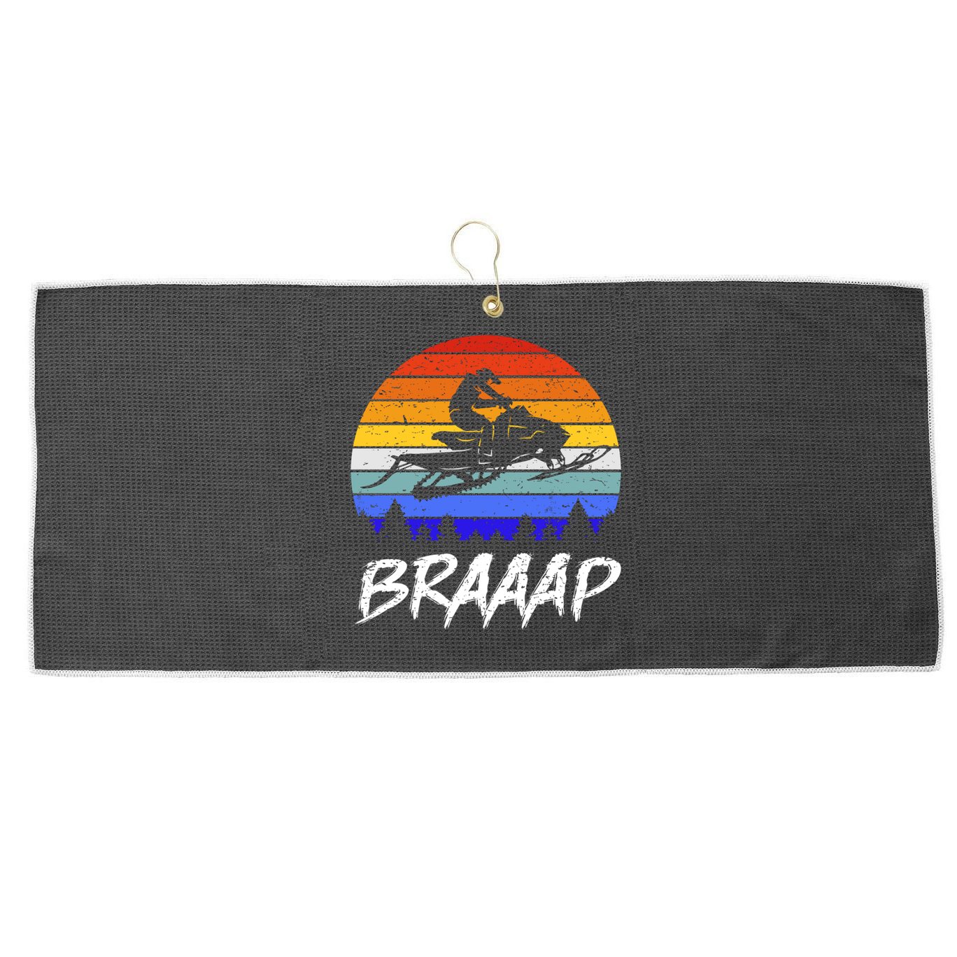 Vintage Snowmobile Braaap Motor Sled Braap Snowmobiling Cool Gift Large Microfiber Waffle Golf Towel