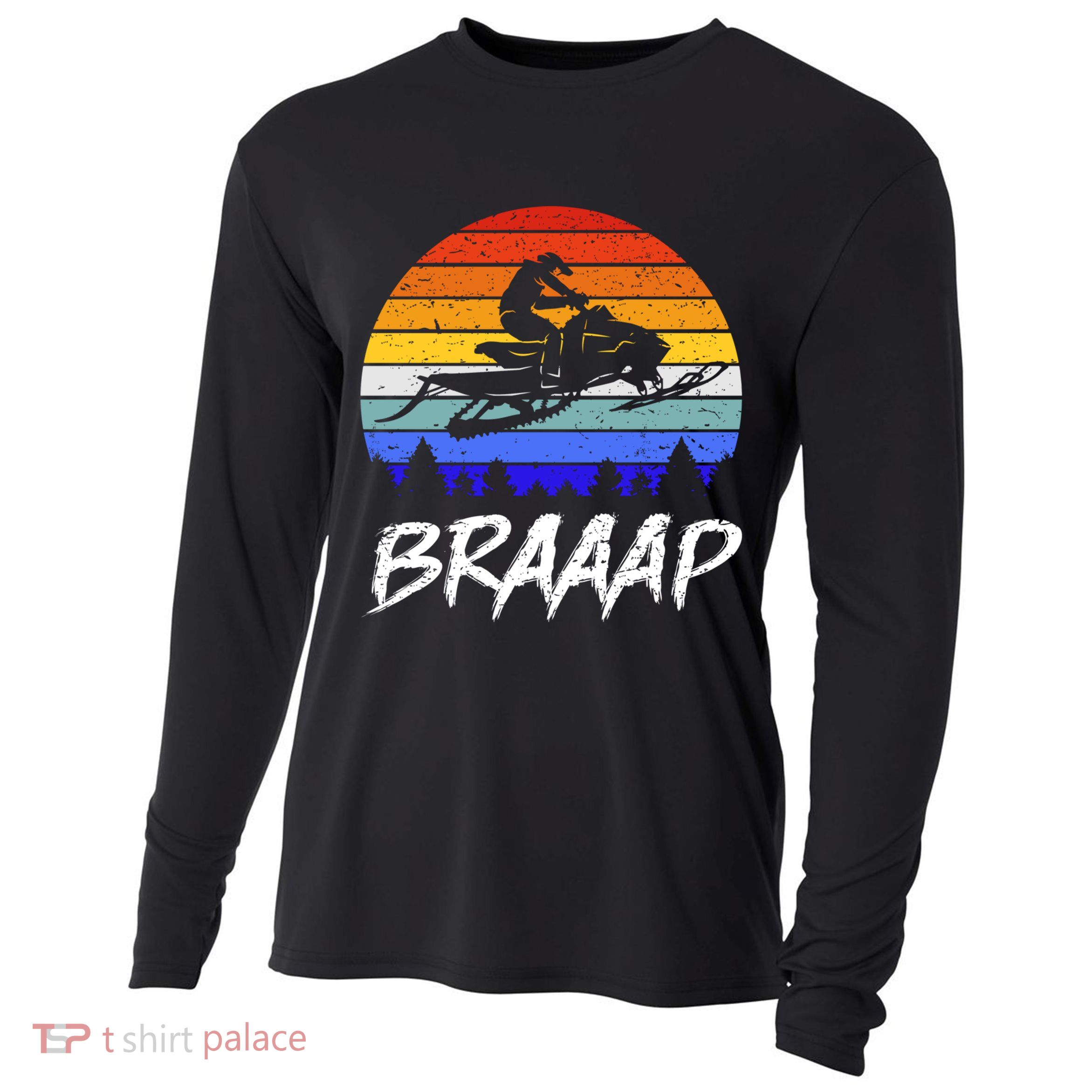 Vintage Snowmobile Braaap Motor Sled Braap Snowmobiling Cool Gift Cooling Performance Long Sleeve Crew