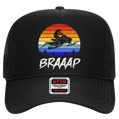 Vintage Snowmobile Braaap Motor Sled Braap Snowmobiling Cool Gift Trucker Hat
