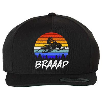 Vintage Snowmobile Braaap Motor Sled Braap Snowmobiling Cool Gift Wool Snapback Cap