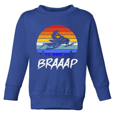 Vintage Snowmobile Braaap Motor Sled Braap Snowmobiling Cool Gift Toddler Sweatshirt