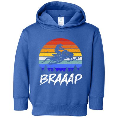 Vintage Snowmobile Braaap Motor Sled Braap Snowmobiling Cool Gift Toddler Hoodie