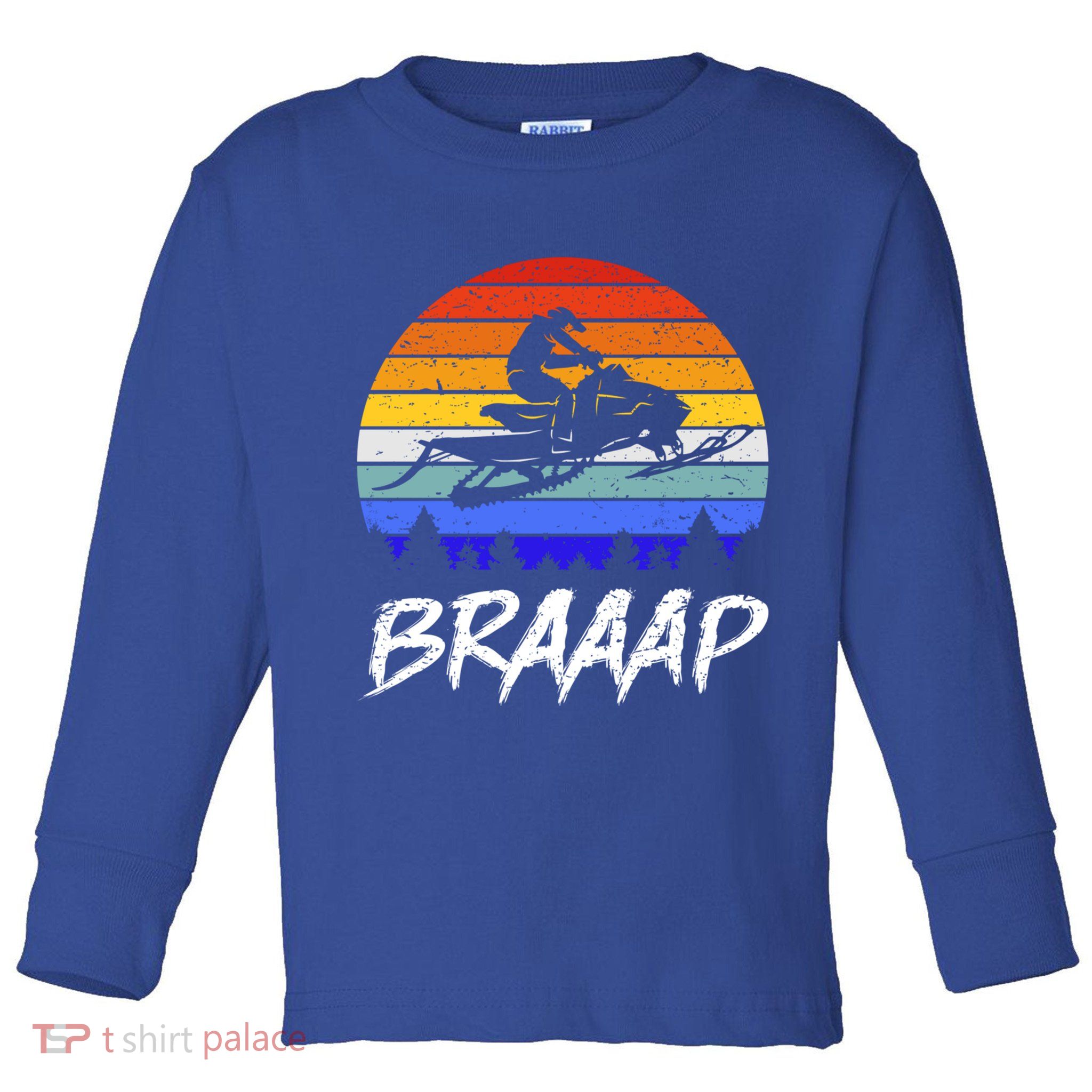 Vintage Snowmobile Braaap Motor Sled Braap Snowmobiling Cool Gift Toddler Long Sleeve Shirt