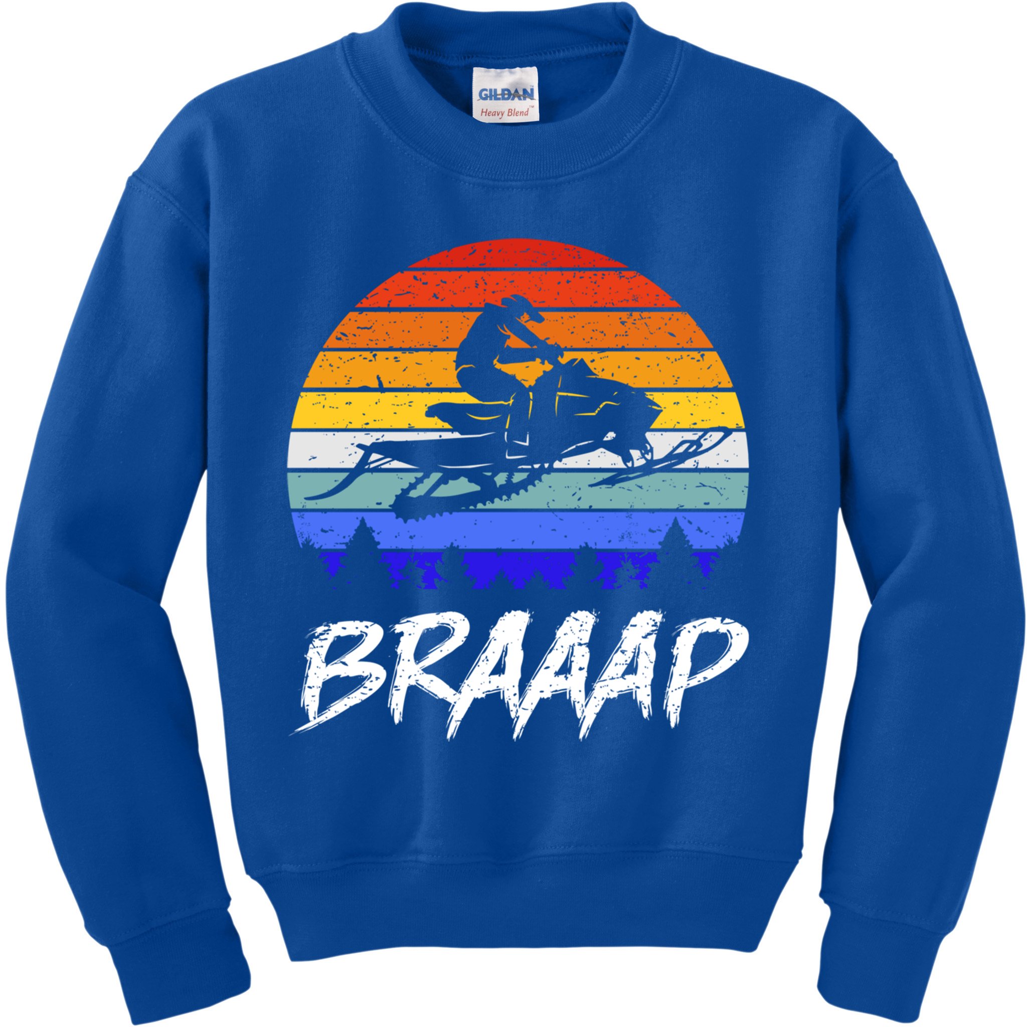Vintage Snowmobile Braaap Motor Sled Braap Snowmobiling Cool Gift Kids Sweatshirt