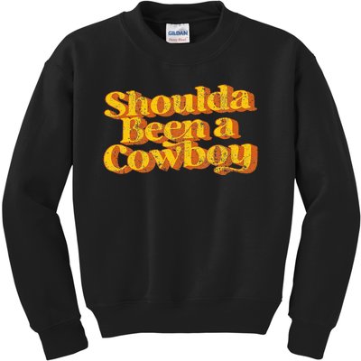 Vintage Shoulda Been A Cow Country Music Kids Sweatshirt