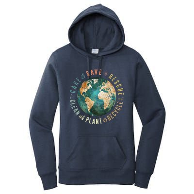 Vintage Save Bees Rescue Animals Recycle Plastic Earth Day Women's Pullover Hoodie