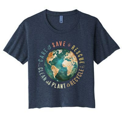 Vintage Save Bees Rescue Animals Recycle Plastic Earth Day Women's Crop Top Tee