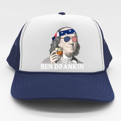 Vintage Style Ben Drankin Ben Franklin Funny 4th Of July Gift Trucker Hat