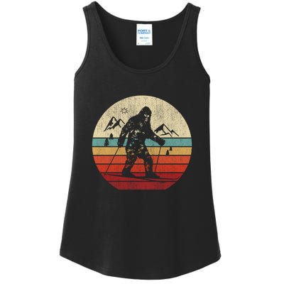 Vintage Skiing Bigfoot Funny Cute Sasquatch Ski Winter Gift Ladies Essential Tank