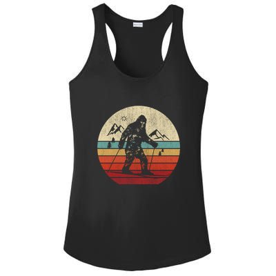 Vintage Skiing Bigfoot Funny Cute Sasquatch Ski Winter Gift Ladies PosiCharge Competitor Racerback Tank