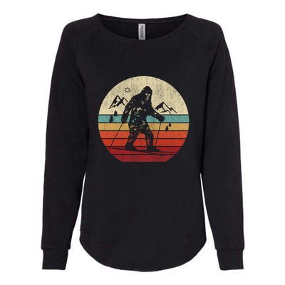 Vintage Skiing Bigfoot Funny Cute Sasquatch Ski Winter Gift Womens California Wash Sweatshirt