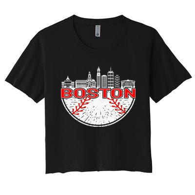 Vintage Style Boston Baseball Women's Crop Top Tee