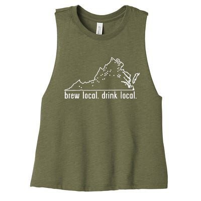 Virginia State Brewery Map Craft Beer Graphic Women's Racerback Cropped Tank