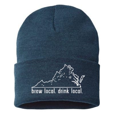 Virginia State Brewery Map Craft Beer Graphic Sustainable Knit Beanie