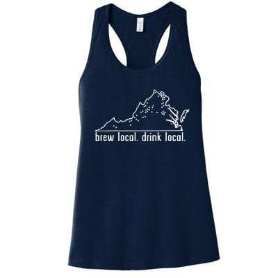 Virginia State Brewery Map Craft Beer Graphic Women's Racerback Tank