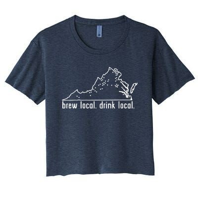 Virginia State Brewery Map Craft Beer Graphic Women's Crop Top Tee