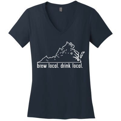 Virginia State Brewery Map Craft Beer Graphic Women's V-Neck T-Shirt