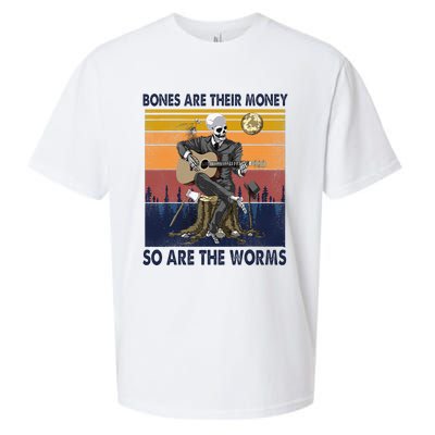 Vintage Skeleton Bones Are Their Money So Are The Worms Sueded Cloud Jersey T-Shirt