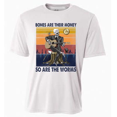 Vintage Skeleton Bones Are Their Money So Are The Worms Cooling Performance Crew T-Shirt