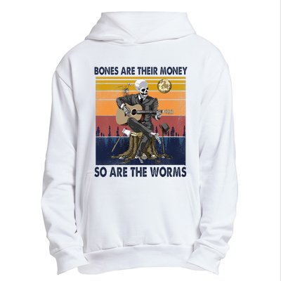 Vintage Skeleton Bones Are Their Money So Are The Worms Urban Pullover Hoodie