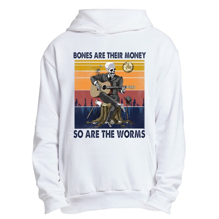 Vintage Skeleton Bones Are Their Money So Are The Worms Urban Pullover Hoodie