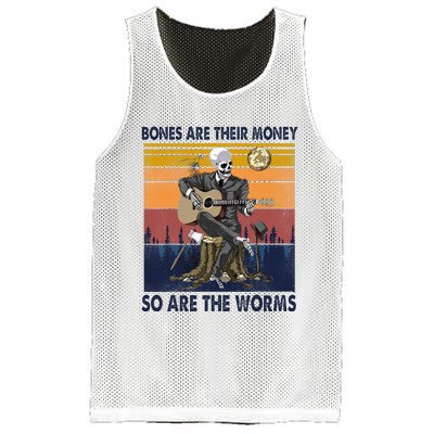 Vintage Skeleton Bones Are Their Money So Are The Worms Mesh Reversible Basketball Jersey Tank