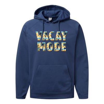 Vacation Summer Beach Scenery And Palm Trees Vacay Mode Ocean Great Gift Performance Fleece Hoodie