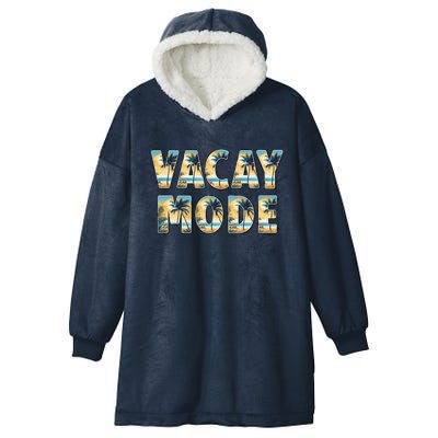 Vacation Summer Beach Scenery And Palm Trees Vacay Mode Ocean Great Gift Hooded Wearable Blanket